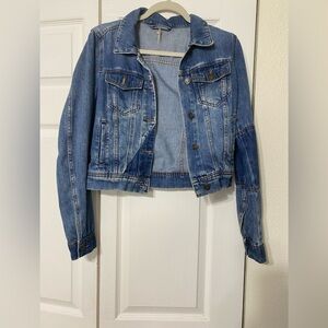 Free People Denim fades blue Jacket patchwork size XS